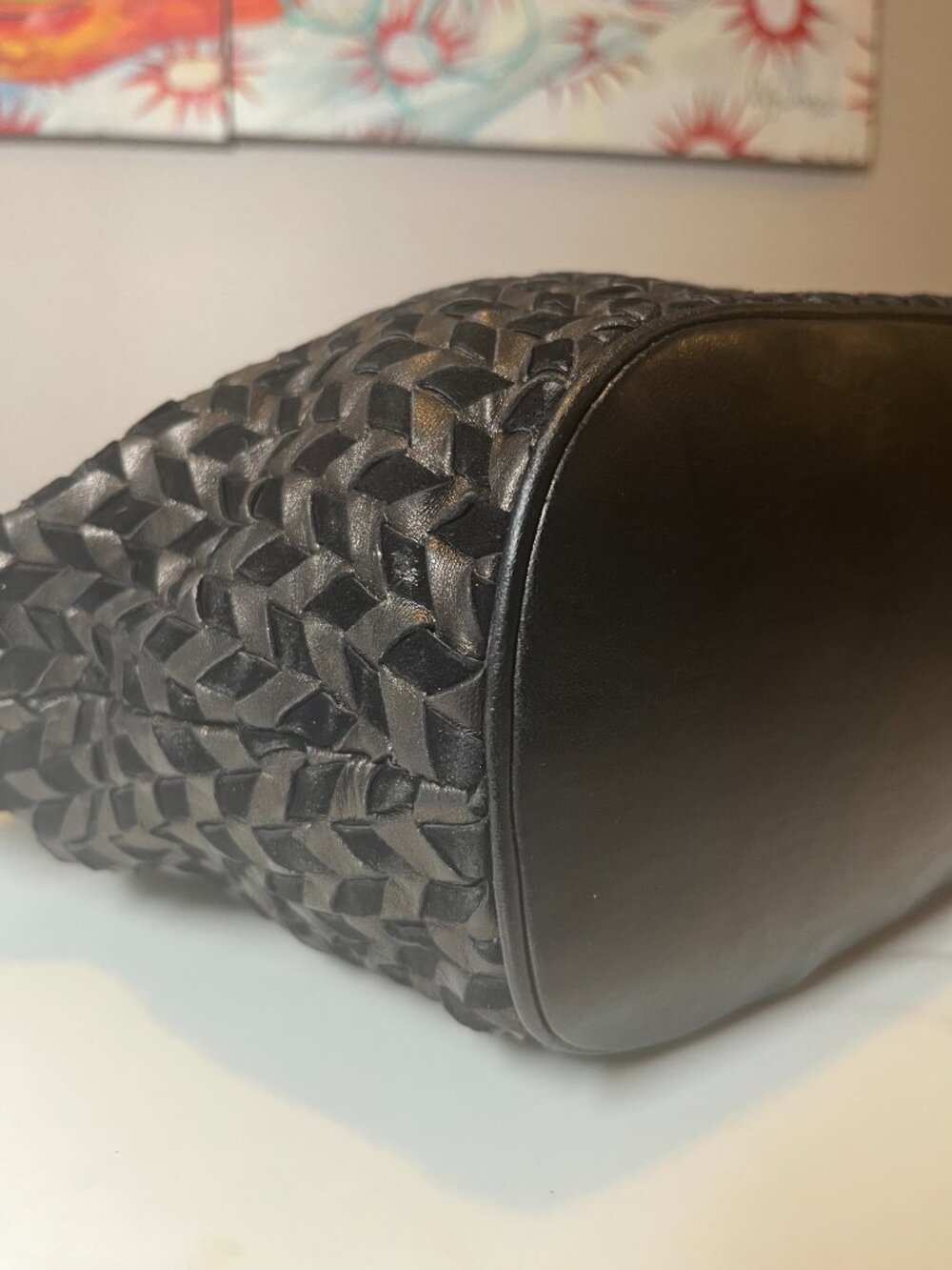 Vintage Bally Black Woven Suede & Leather Tote Bag - Picture 11 of 16